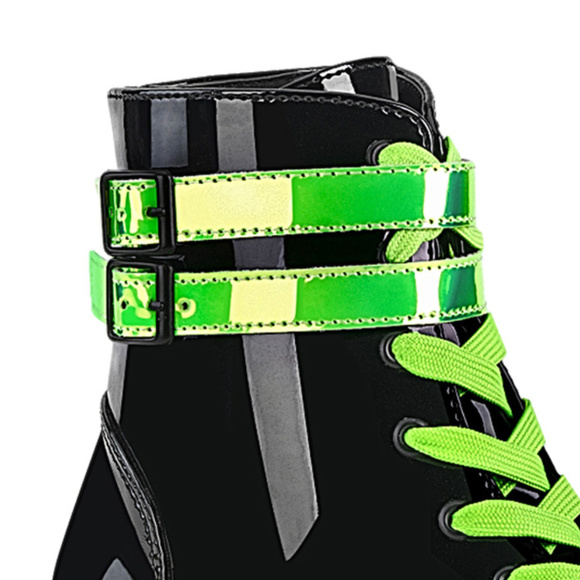 Gothic Platform Glow Lace Up Ankle Boots - Picture 2 of 4